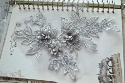 13 цветов 3D Кружевная аппликация ручной DIY патч цветочные аксессуары для одежды Золотой синий винный красный серый черный темно-синий 10 шт - Цвет: Grey