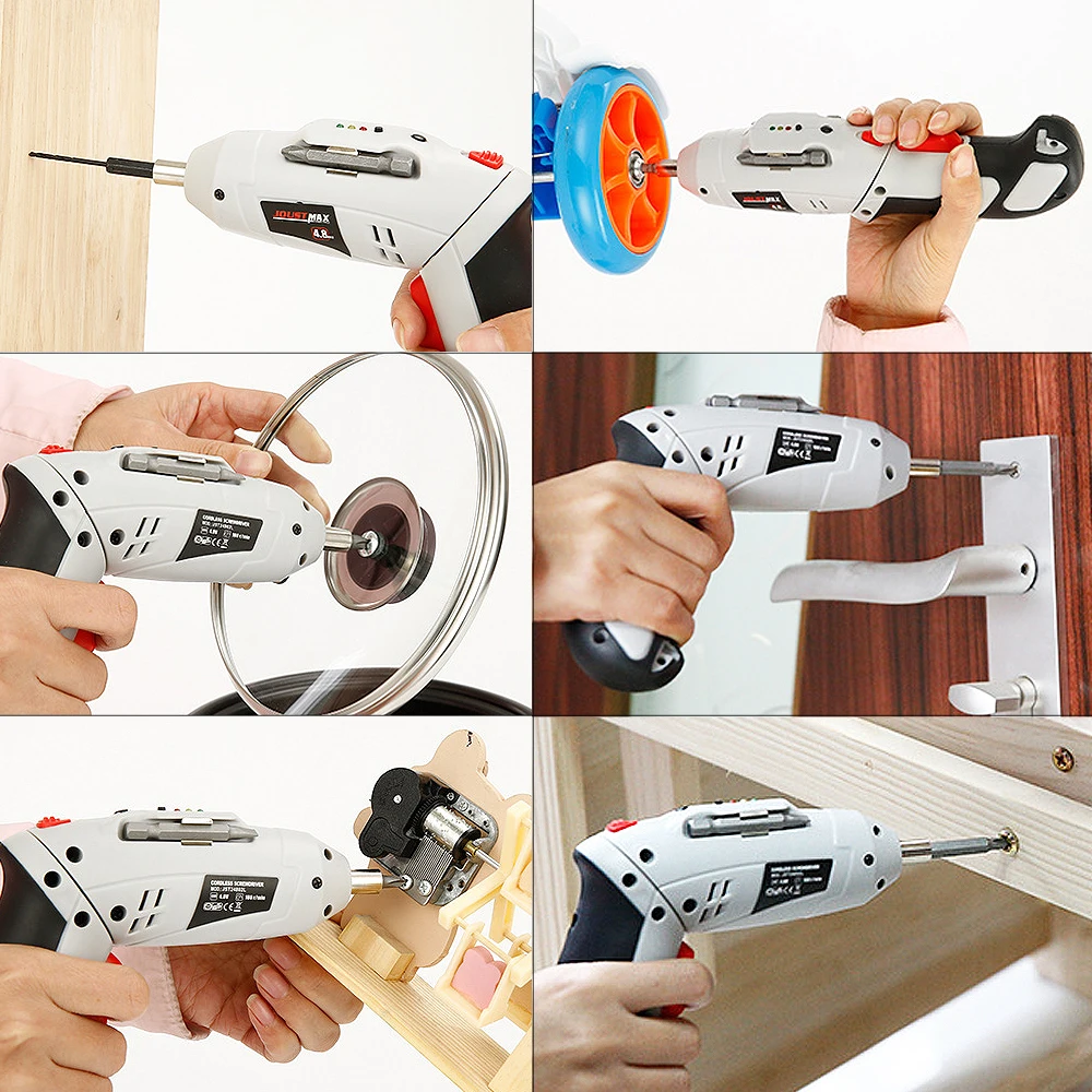 48pcs 4.8V 220rpm 110/220V Rechargeable Electric Screwdriver with 90-180 Degrees Rotating Head for Household DIY Tool