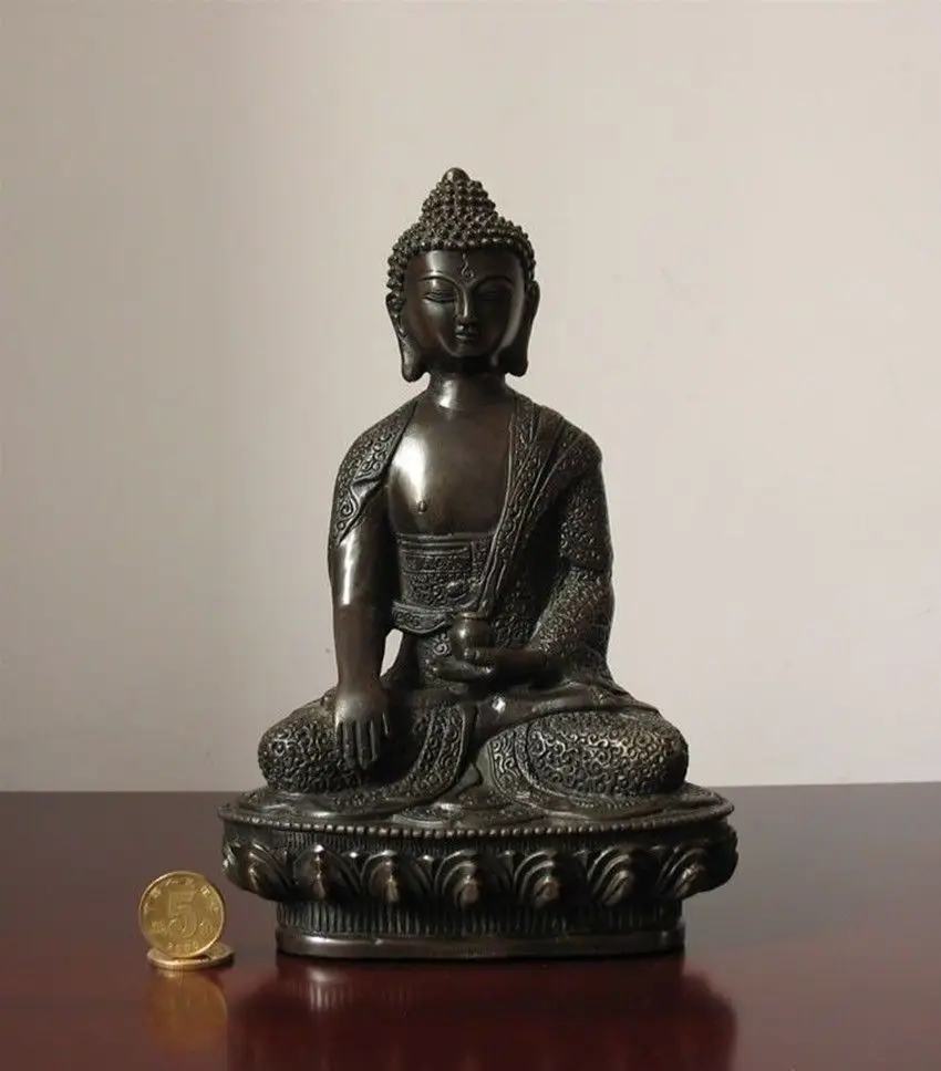 ymying Old Tibet Tibetan Buddhist Bronze Shakyamuni Buddha Statue | Дом и сад