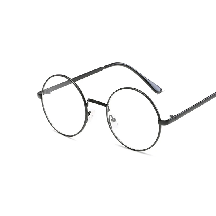 Круглые женские солнцезащитные очки в ретро-стиле с металлической оправой, женские корейские Солнцезащитные очки с прозрачными линзами, мужские и женские оптические круглые простые зеркальные очки - Цвет линз: Black