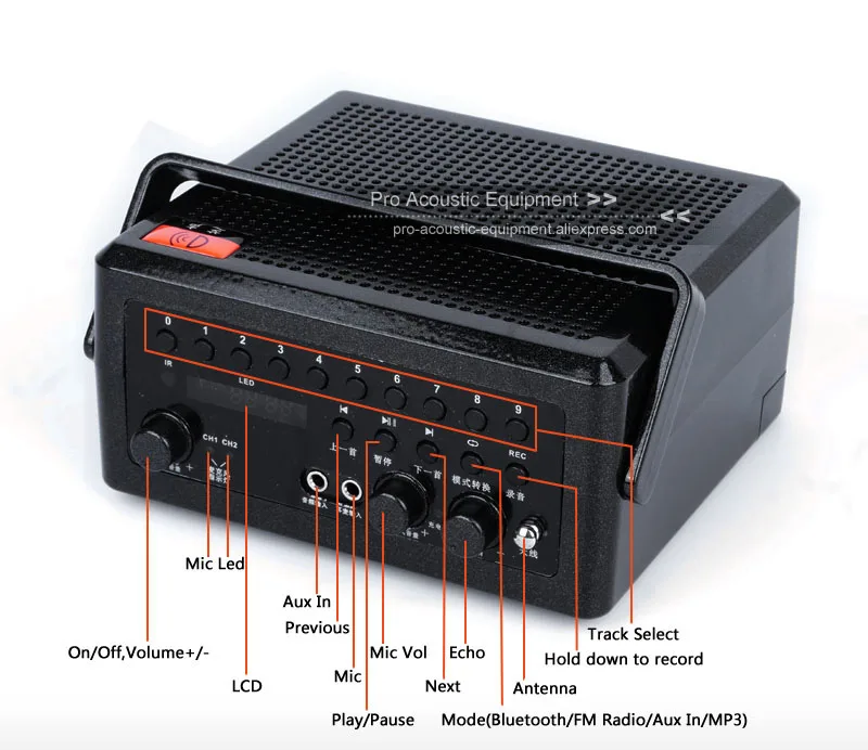 68 Вт Портативный UHF беспроводной микрофон Bluetooth голосовой усилитель запись обучающий динамик диктофон громкий динамик