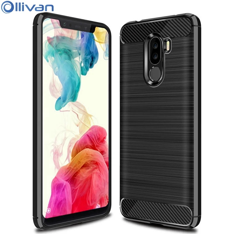 

OLLIVAN For Xiaomi Pocophone f1 POCO F1 Carbon Fiber Case Anti-Konck Silicone Soft Back Cover For Xiaomi POCO F1 Pocophone f1
