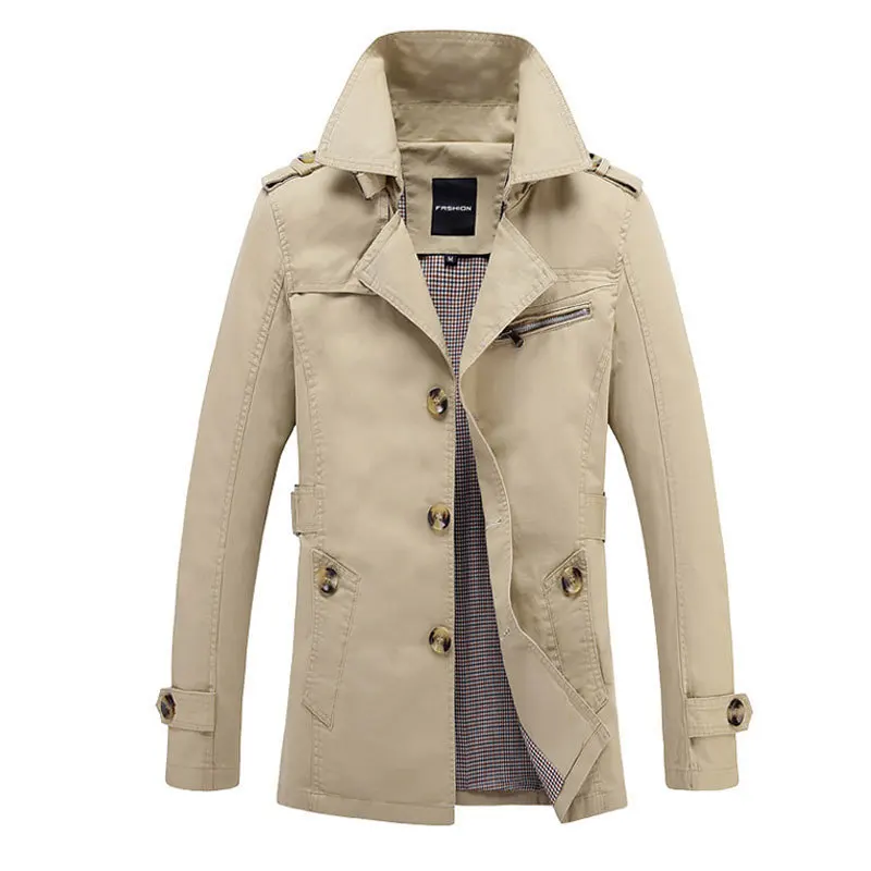 New Windbreaker Man Solid English Style Turn down Collar