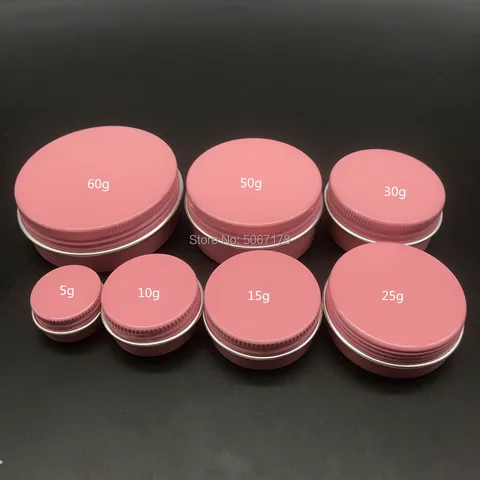 Frascos de Alumínio 50g 60g Rosa Vazio Cosméticos Maquiagem Creme Batom Gloss Metal Alumínio Lata Recipientes 50 Pçs 5g 10g 15g 25g 30g