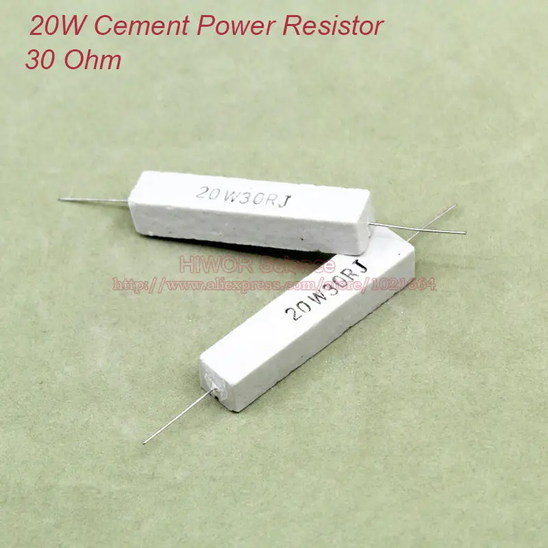 (10pcs/lot) 20W Cement Power Resistors 20W 30 ohm Ceramic Cement Power Resistor 30ohm TOL 5in
