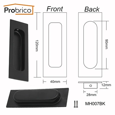 Probrico 2 шт. черный встраиваемый кухонный шкаф дверь Потяните нержавеющая сталь круглый/квадратный/Овальный мебель DrawerFlush пальчиковые ручки - Цвет: MH007BK