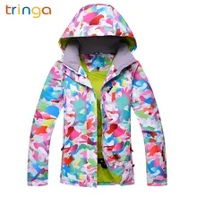 Высококачественные женские лыжные куртки с принтом, зимняя теплая водонепроницаемая ветрозащитная одежда, лыжные сноубордические зимние пальто