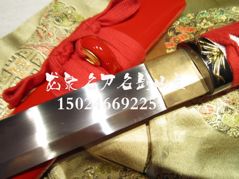 S2525 JAPANESE TSUN RED NINJA SAMURAI SWORD STRAIGHT SHINY BRUSH BLADE 40.7