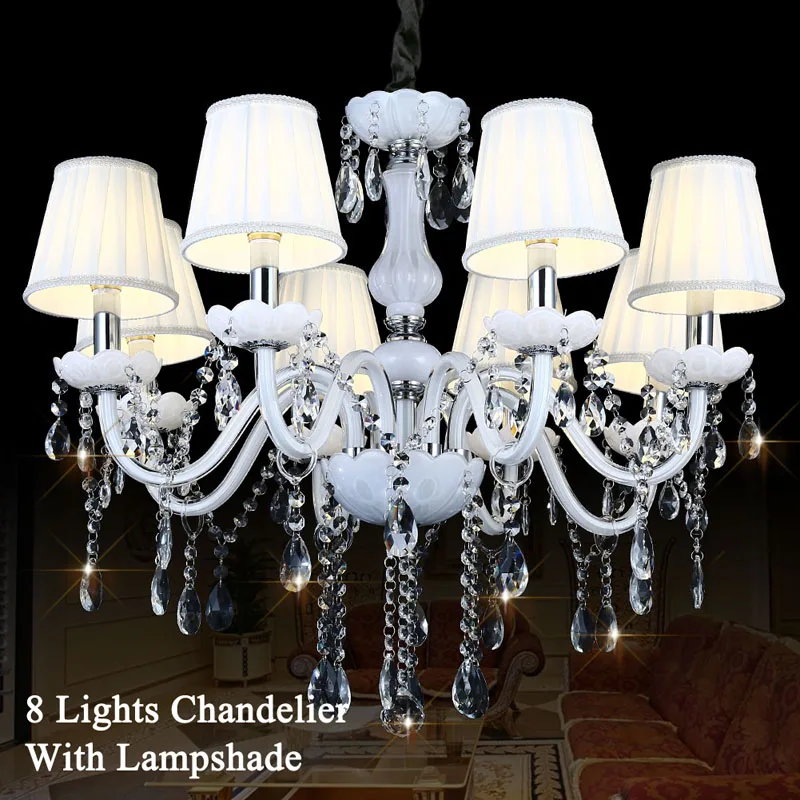 8 Lights With Shade Современная светодиодная хрустальная люстра, светильник, потолочные люстры, лампадарио, светильник Candelabro Hanglamp, Lamparas, светильник, Lampen - Цвет абажура: 8 Lights With Shade