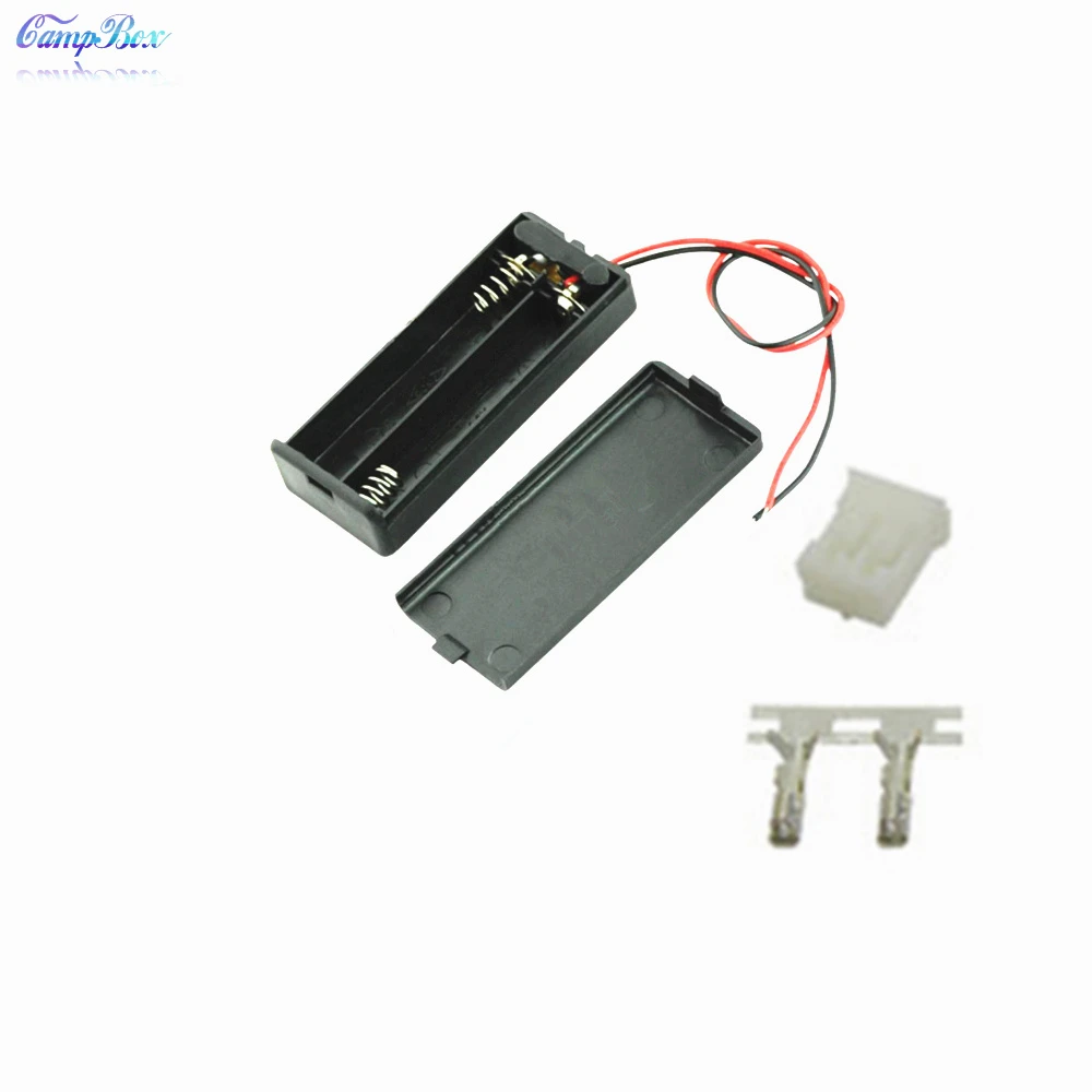 50Pcs 2xAAA Battery Case Holder Socket Wire Junction Boxes With Wires