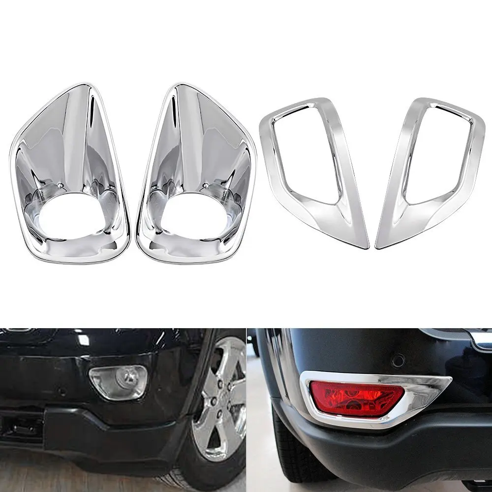 4 Pcs Brand New ABS Front Rear Chrome Fog font b Lamp b font Light Cover