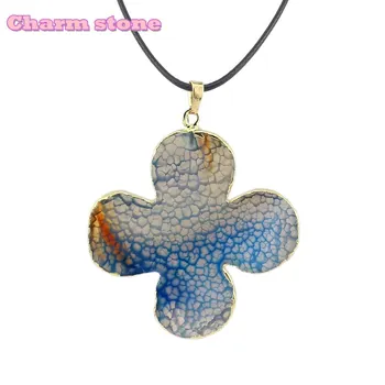 

variety of color Natural four leaf clover Pendants Necklace Gifts Fashion jewelry four-leaf Clover Plated 24K gold stone