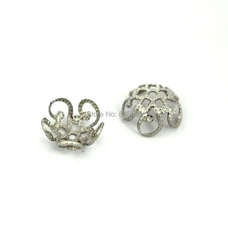 

10mm Stainless Steel Hollow Filigree Flower Bead Cap Connector Silver tone Spacer Beads DIY Finding Stuff Wholesale