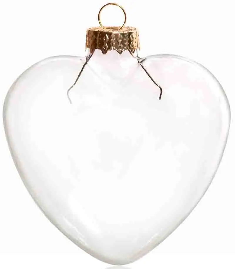 DIY Paintable прозрачное Рождественское украшение, 90 мм сердце стекло орнамент Серебряный Топ, 100/упаковка
