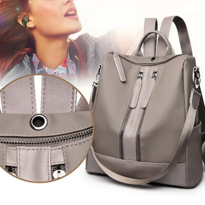 Женский модный Повседневный Рюкзак, многофункциональный рюкзак со слотом для наушников, одноцветная дорожная сумка
