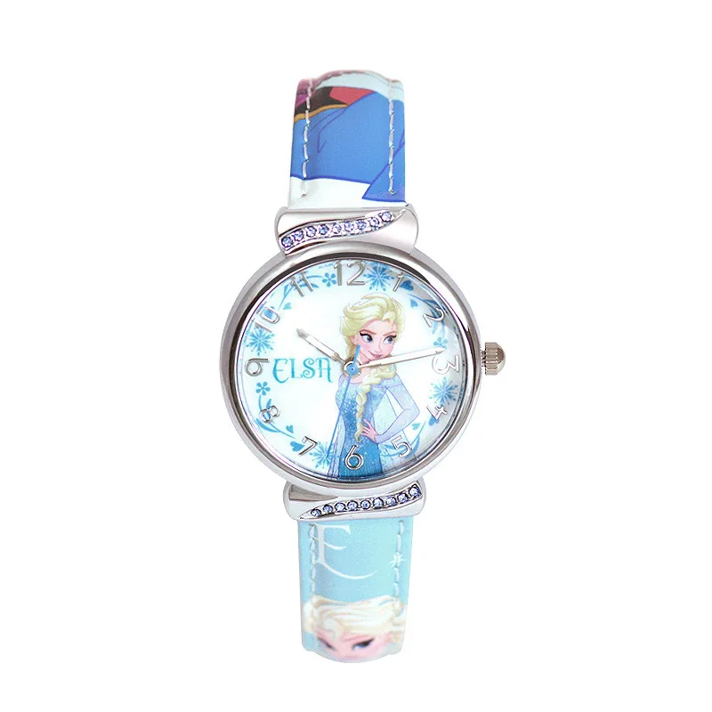Kinder Uhren Disney marke kinder mädchen uhren cartoon Gefrorene studenten mädchen uhren wasserdichte leder quarz armbanduhr-in Kinderuhren aus Uhren bei
