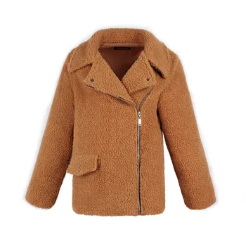 

LANSHIFEI Faux Fur Warm Winter Coat Plus Size Women Fashion Fluffy Shaggy Cardigan Bomber Jacket Lady Coats Zipper Fur Outwear