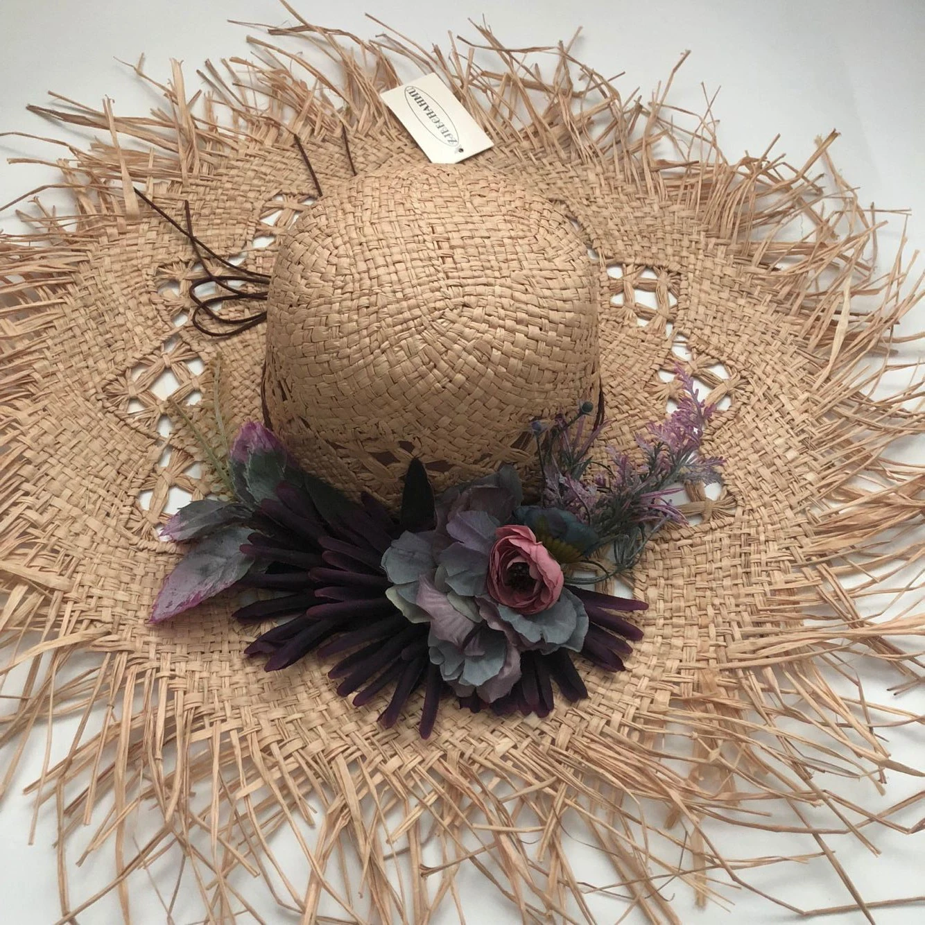 

ZJBECHAHMU Fashion New Solid Floral Vintage Straw Sun Hats For Women Girl Summer Cap Shade beach hat holiday outdoor folding hat