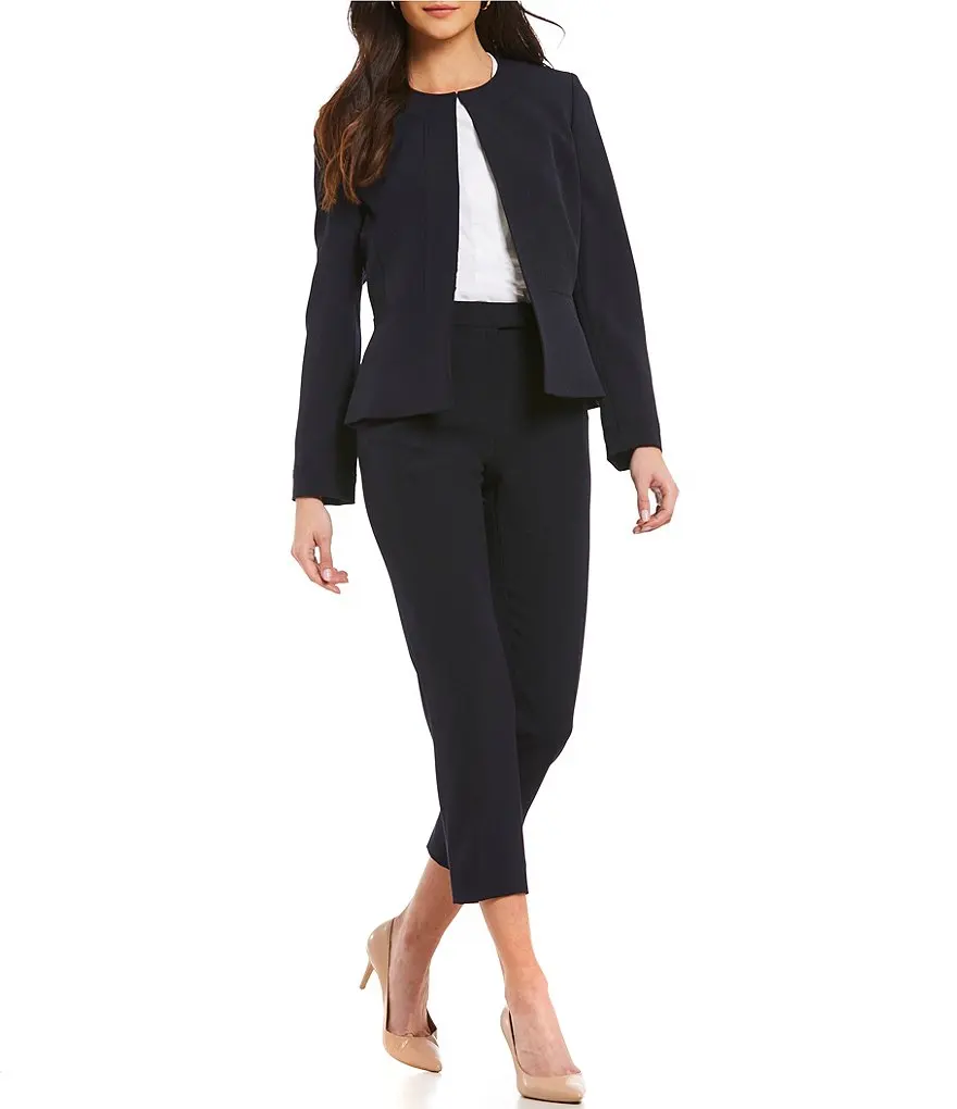 

Casual Black Women's Ninth Pants Suits Cool Girl Career Formal Suits Office Lady Suits Custom Made 2 Piece Jacket/Pants W24
