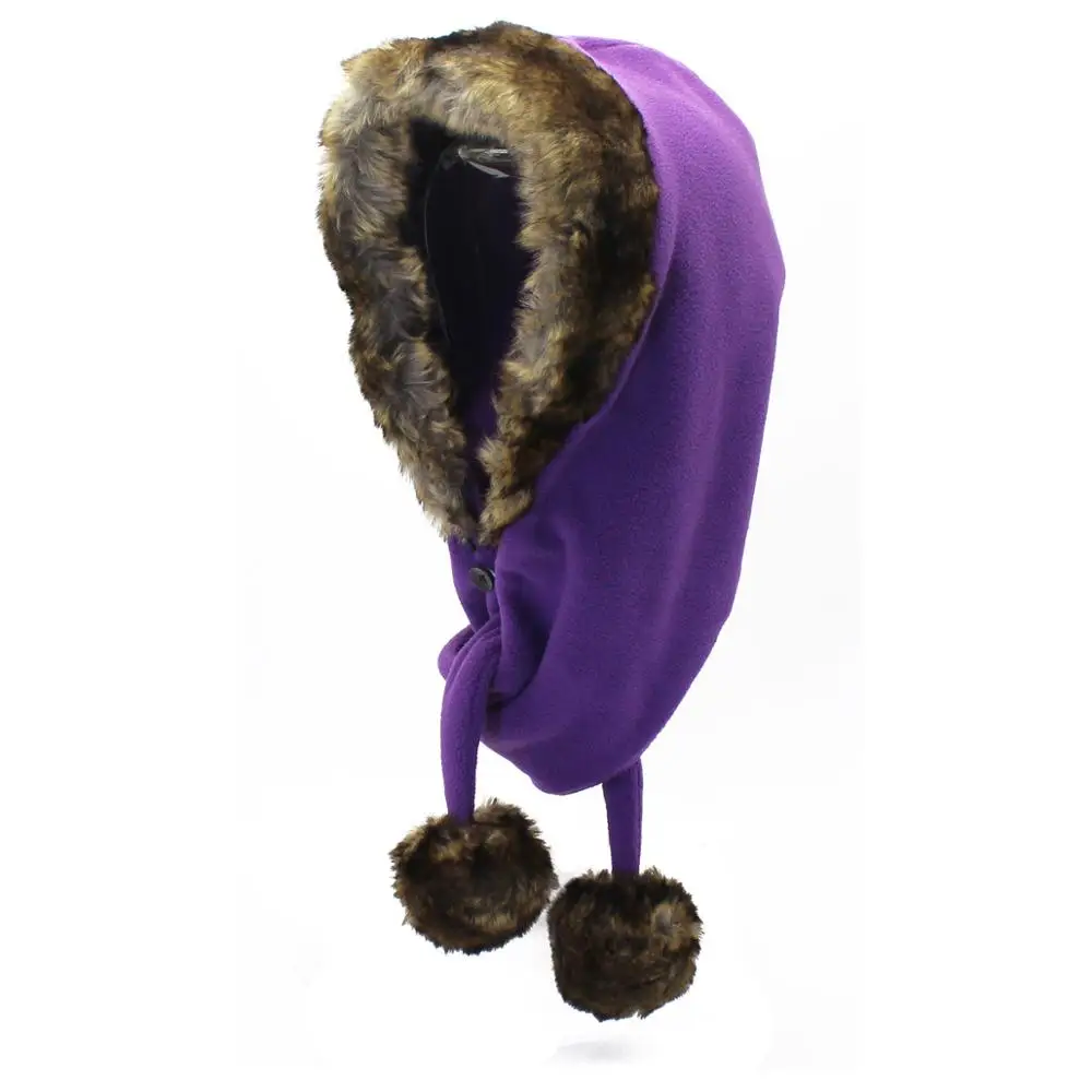 Outfly зимние теплые дизайнерские шапки-бомберы брендовая Высококачественная Шапка-шарф из натурального меха унисекс модная шапка с кроличьим мехом наружная теплая шляпа - Цвет: purple