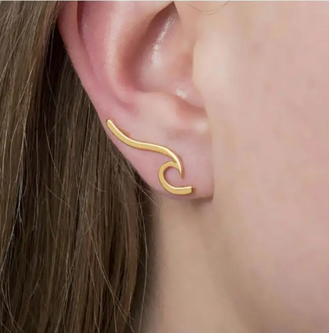 

SanLan 1pcs Beach Wave Stud Earrings For Women Fashion Earring Ocean Natural Art Jewelry Pendients Birthday Gifts