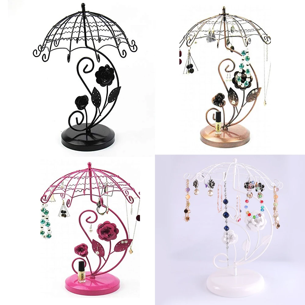 

Jewelry Store Hanging Display Organizer Umbrella Shelf Bracelet Necklace Earring Tree Rack Ring Nail Polish Lipstick Tray Holder