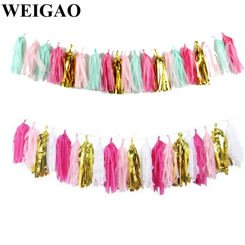 

WEIGAO 5Pcs Wedding Decor Tissue Paper Tassels Garland Ribbon DIY Balloons Paper Flower Birthdays Party Decor Event Gift Packing