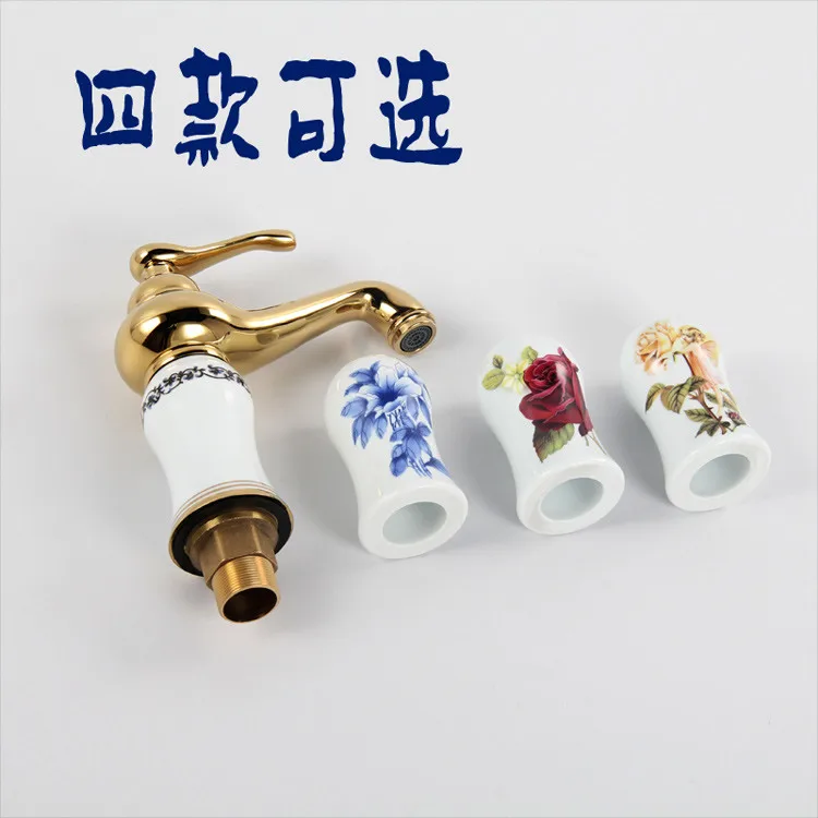 اليورو الذهب تصفيح الفاخرة حوض للحمام صنبور واحدة مقبض الغرور بالوعة خلاط صنبور الماء النحاس و اليشم حوض بالوعة صنبور