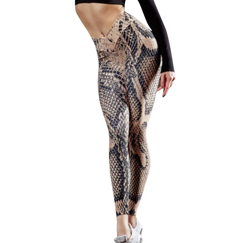 Laamei Autumn Women Fashion Snakeskin Print Leggings High
