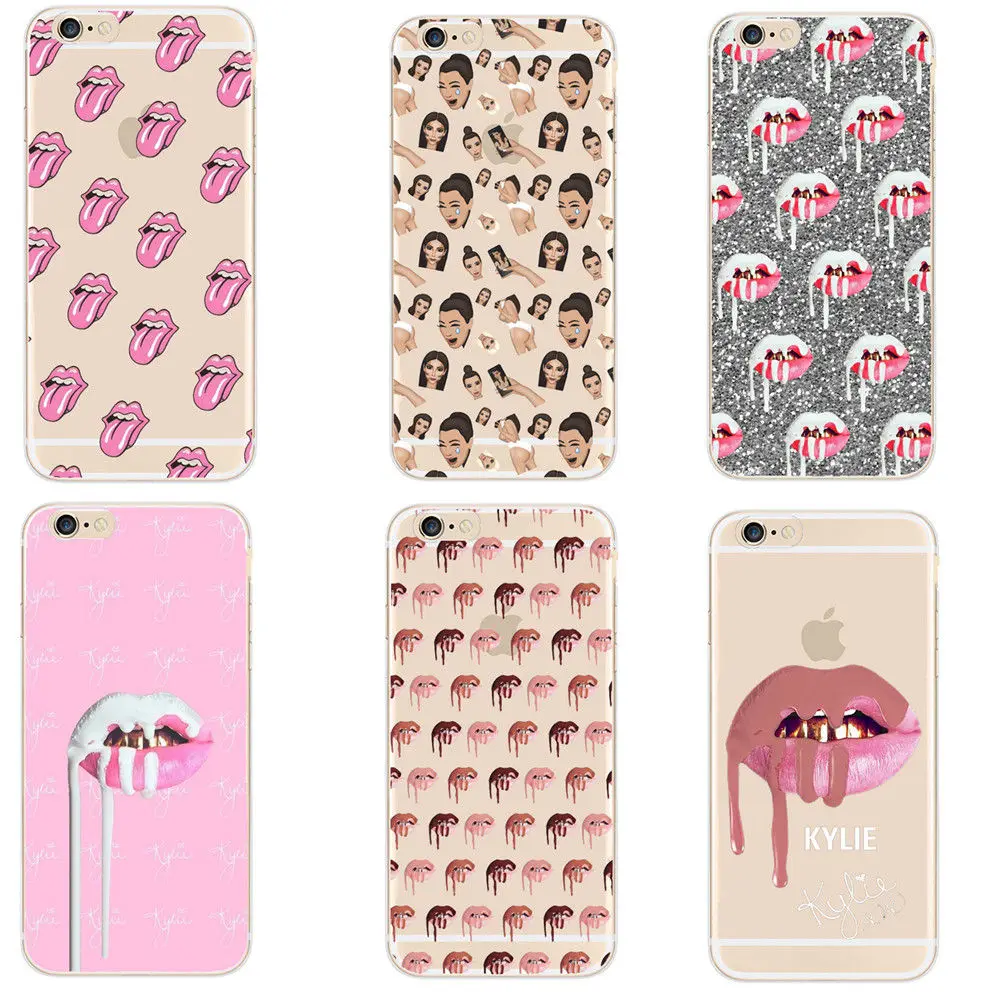 

Luxury Fashion Sexy Girl Kylie Lips Phone Case For iPhone 6 6S 5 5S SE 7 7Plus Transparent PC Back Cover For iPhone X 8 Plus