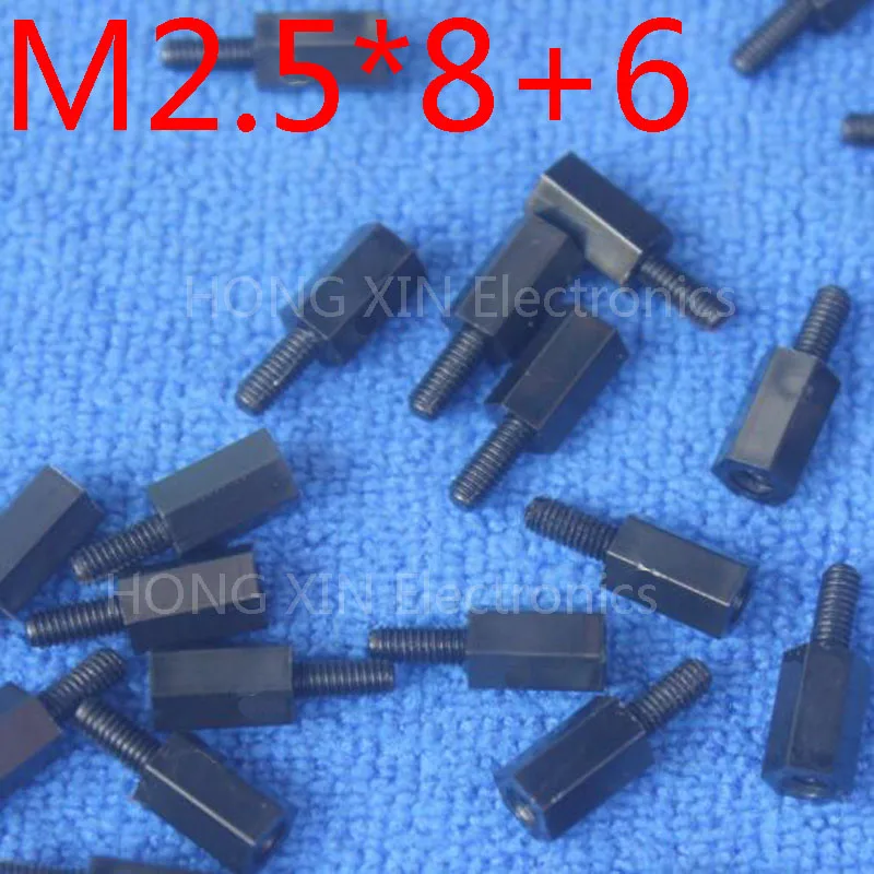 

M2.5*8+6 1pcs BLack nylon Standoff Spacer Standard M2.5 Male-Female 8mm Plastic Standoff Repair parts High Quality