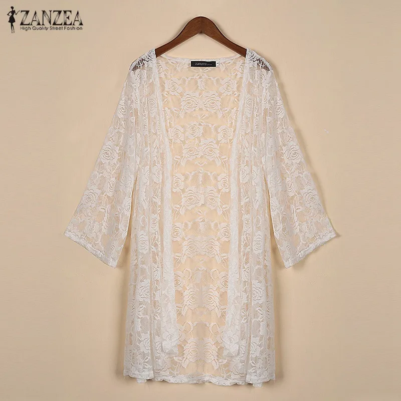 Kimono Cardigan For Women 2016 Summer Lace Embroidery Sexy Beach Hollow Out Blouses Shirts Outerwear Blusas Blouses