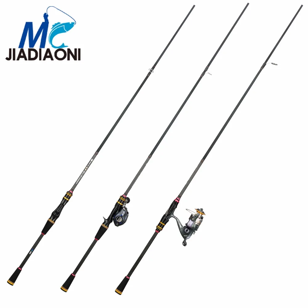 JIADIAONI Carbon Fiber 2.1m/2.4m Spinning Casting Lure Fishing Rod with 2 Tips Tackle | Спорт и развлечения