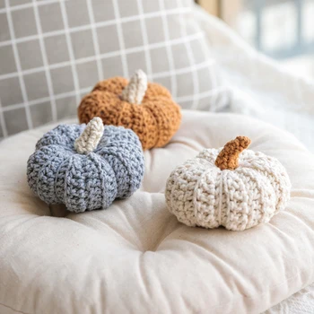 

Cute Pumpkin Vintage Home Decoration Accessories Cotton Crochet Plant Baby Children Bed Room Decor Display Figurines Photo Shot