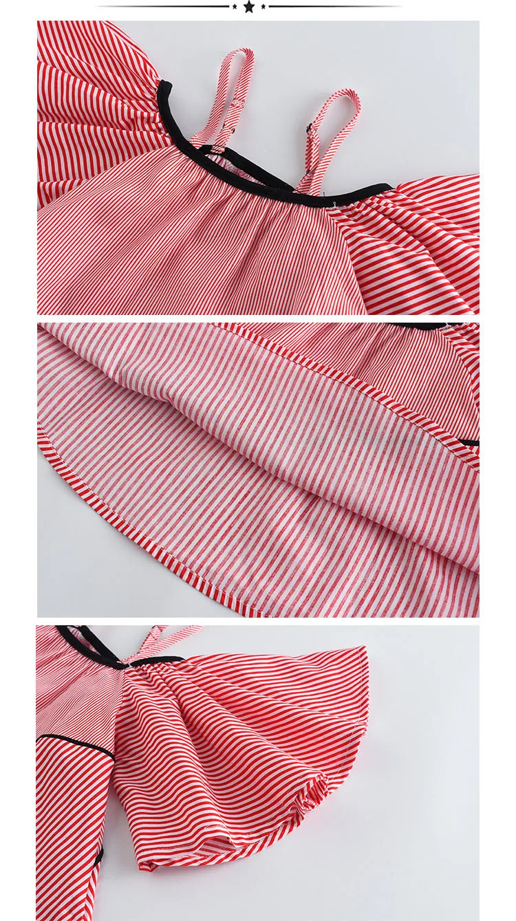big girl summer shirt petal sleeve off shoulder black red striped blouse for girls toddler children clothing 2018 new tops clothes (7)