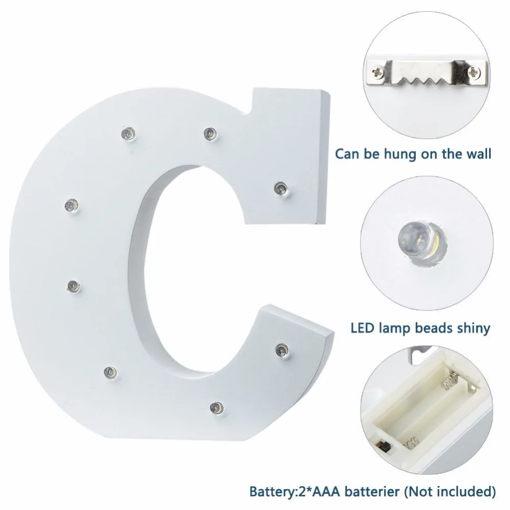 26 букв светодиодный ночник Атмосфера лампы теплый белый Алфавит лампа для рождения Свадебная вечеринка Спальня Настенный декор огни