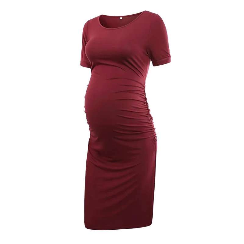 Maternity Dress Pregnant Womens Pregnancy Summer Mama Casual Side Ruched Short Sleeve Wrap Dresses Clothing | Мать и ребенок