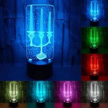 

3D LED USB Decorative Lighting Cable Candle Candlestick Shaped Bedroom Night Light Multicolor Table Decor