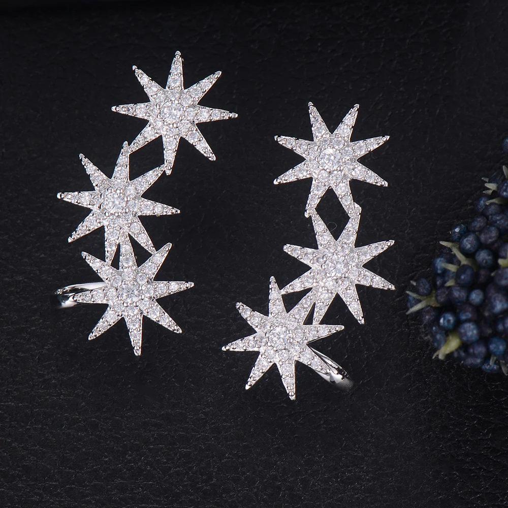 Missvikki Роскошные звезды ювелирные изделия серьги гвоздики для женщин Блестящий кубический циркониевый камень стерлинговые серебряный крючок для уха клип модные ювелирные изделия