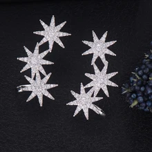 Missvikki Роскошные звезды ювелирные изделия серьги гвоздики для женщин Блестящий кубический циркониевый камень стерлинговые серебряный крючок для уха клип модные ювелирные изделия