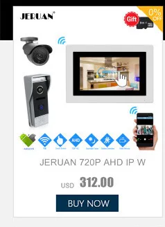 JERUAN IP WI-FI 7 дюймов Сенсорный экран видео Звонок домофона Системы комплект 720 P AHD запись монитор ИК км Камера Поддержка android IOS