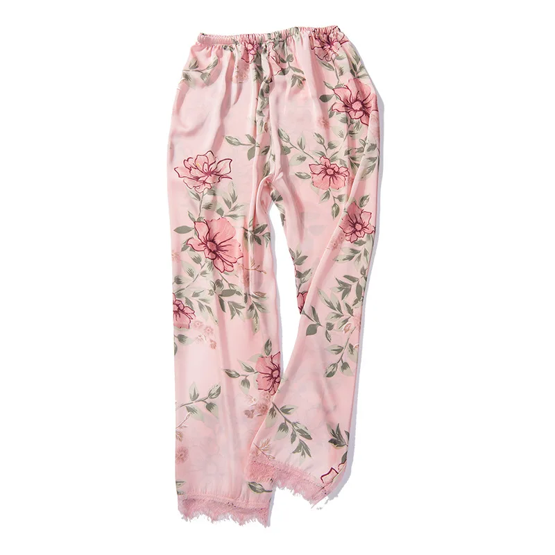 Мягкий атласный шелк как низ трусики для сна для женщин Осень спальный мотобрюки пижамы брюки для девочек