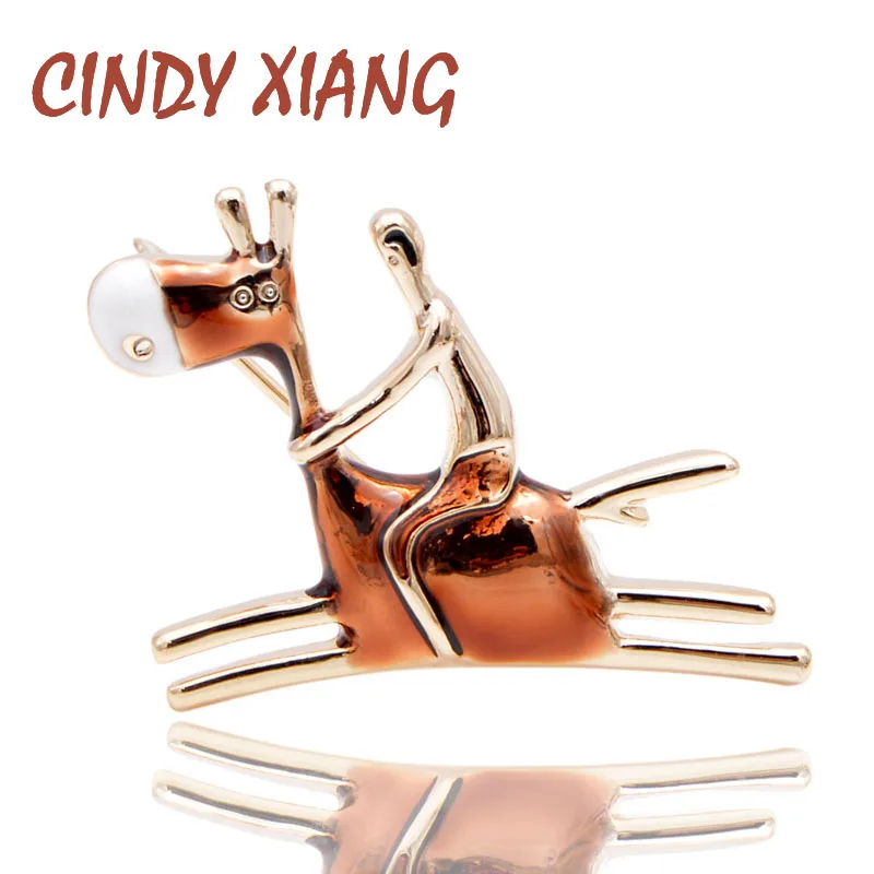 

CINDY XIANG New Arrival Carton Design Ride Donkey Man Brooch Cute Fashion Animal Design Jewelry Enamel Pins 2 Colors Choose Gift