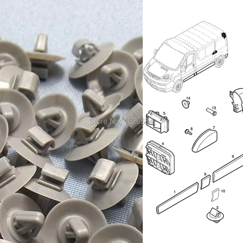 

50 Pcs Rear Bumper & Moulding Plastic Clip Replacement For RENAULT MASTER KANGOO