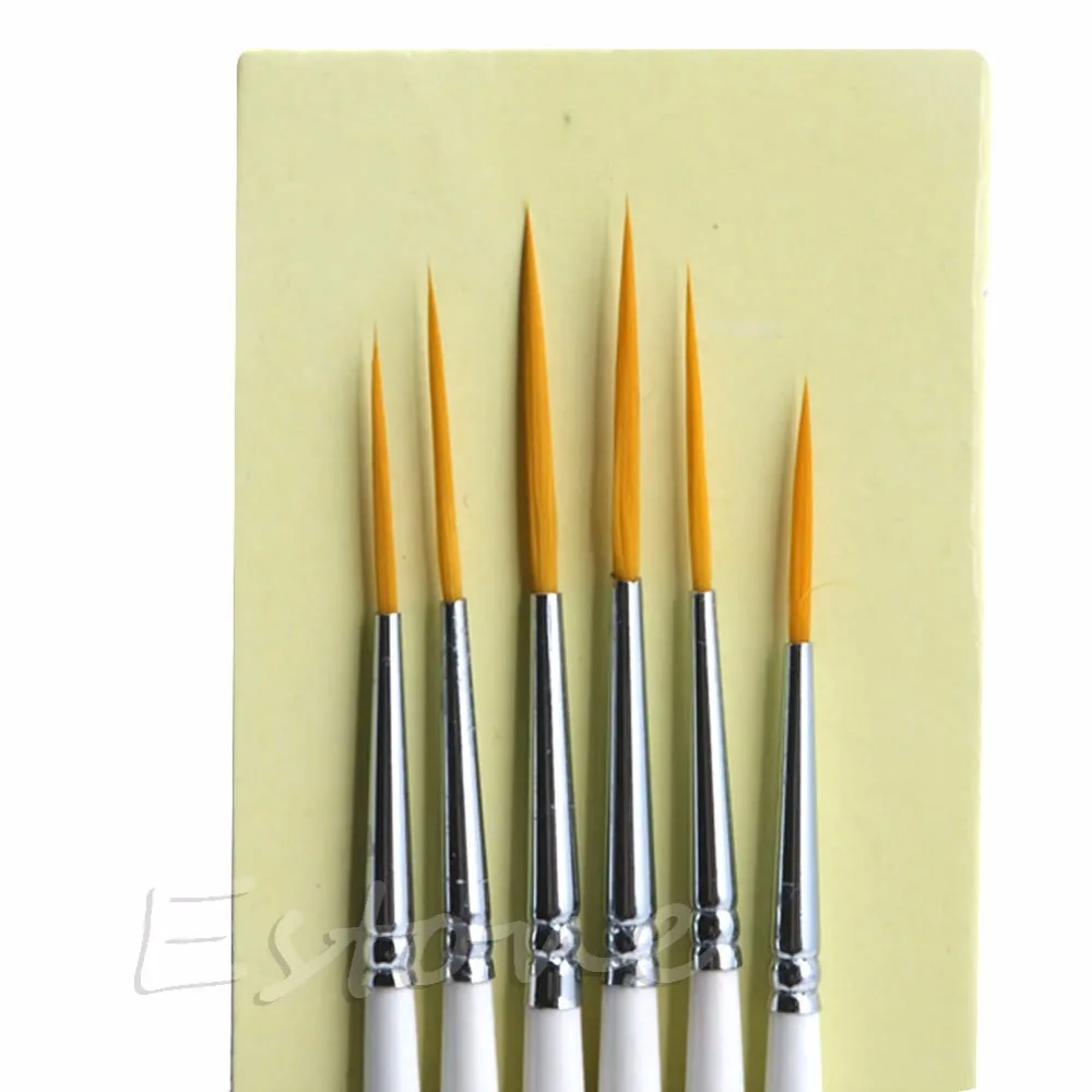 

6Pcs Round Nylon Hair Brush Hook Line Pen Artist Paint Draw Painting Craft Set