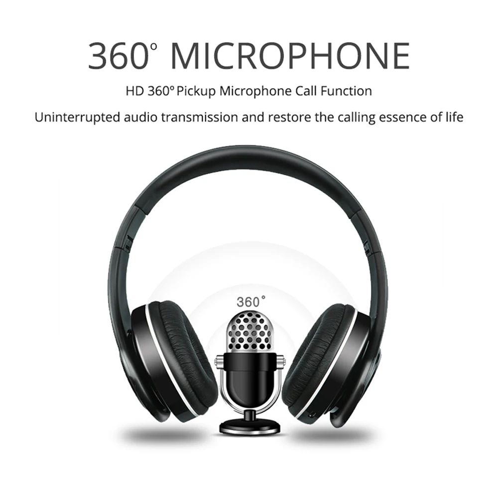 Wireless Bluetooth Headphone Foldable Stereo Headset with Mic Support FM radio TF AUX Handsfree Equalizer Music Earphone Earbuds (7)
