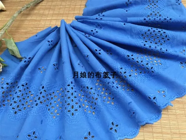 5,5 юаней 1 метр синий хлопок полые вышивка кружева DIY Ручная работа стеганая хлопчатобумажная ткань кружева 30 см