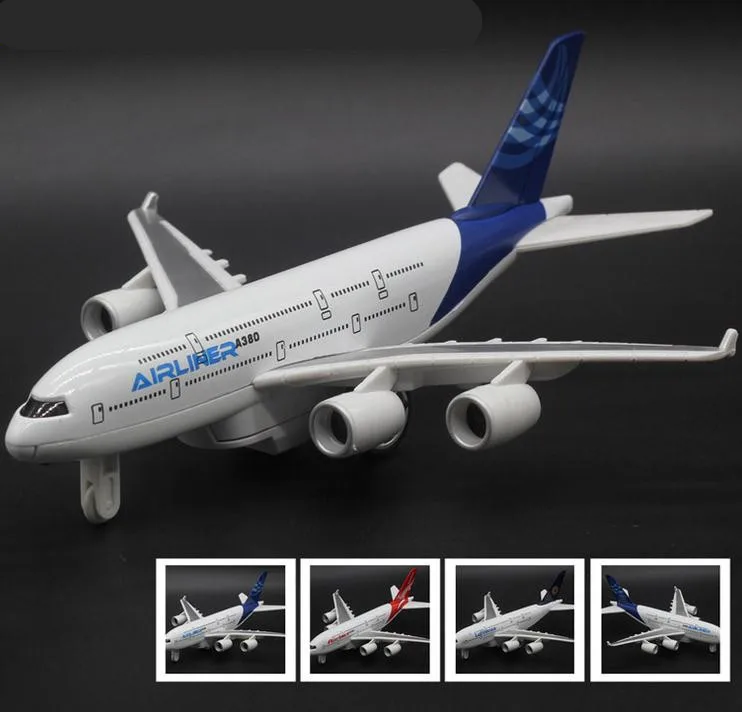 Высокая симуляция Boeing A380 модель авиалайнера 1: 350 сплав оттягивает назад самолета