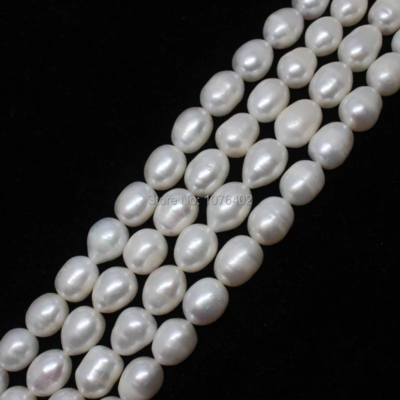 Free shipping! 1112mm Natural A+ White Pearl Oval Loose Beads 15''in