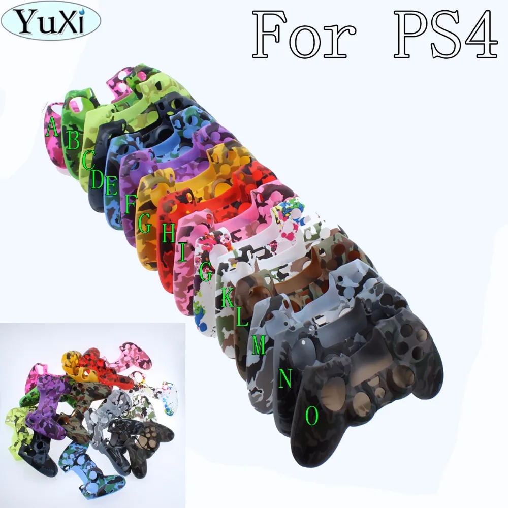 

YuXi Camouflage Camo Silicone Gel Rubber Soft sleeve Skin Grip Cover Case For Playstation 4 PS4 Pro PS4 Slim Gamepad Protect
